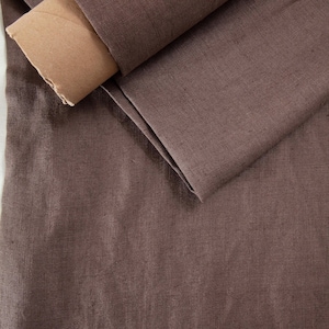 Washed Brown Linen Fabric Medium weight ideal for Bedding, 145cm Wide