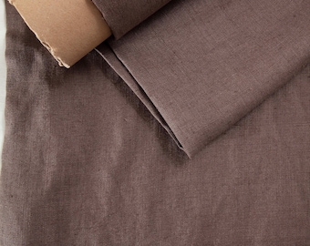 Washed Brown Linen Fabric Medium weight ideal for Bedding, 145cm Wide