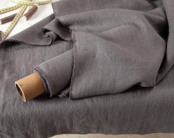 Grijze linnenstof op maat gesneden of per meter, gewassen Europees vlas, 205 g/m², verkrijgbaar in diverse kleuren.