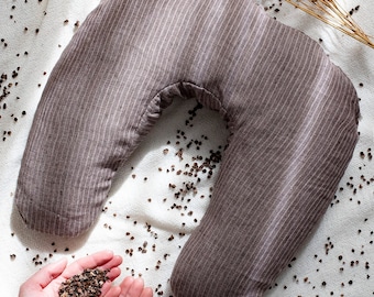 Organic Buckwheat Neck Pillow: U shape travel cushion Natural Neck support