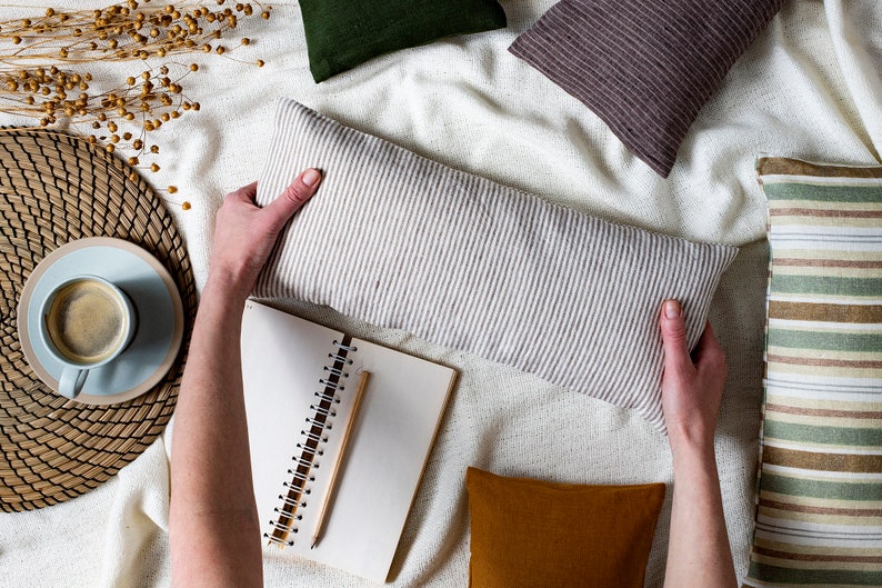 Buckwheat pillow with undyed cotton inside cover-adjustable neck support, Small-Japanese bolster pillow image 7