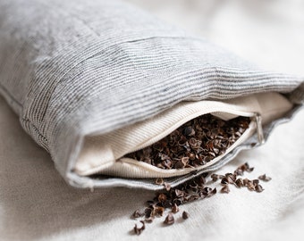 Organic Buckwheat Travel Pillow: Linen Neck Bolster