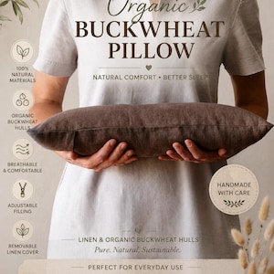 Linen Buckwheat Neck Pillow: Small Travel Bolster (7x18 inches)