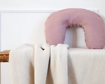 Old Pink Linen U Shaped Neck Pillow Cover, Small Travel Pillow Case, 10x15 Inch, Cover Set