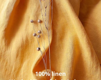 Yellow linen fabric, Fabric by the meter or yard