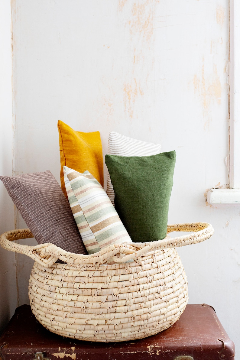 Buckwheat pillow. Neck pillow, Striped small travel pillow, Linen pillowcase image 8