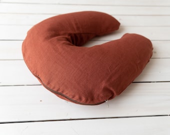 Linen Travel Neck Pillow Cover Set, Buckwheat Pillow Case, Natural Travel Pillow