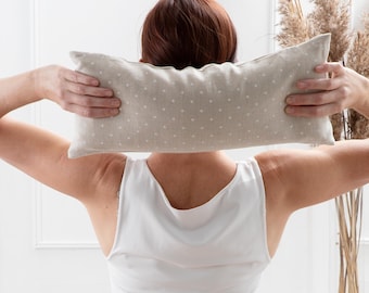 Buckwheat Pillow, Japanese Size 14x20 Linen Sleep Pillow, Adjustable Natural Neck Support