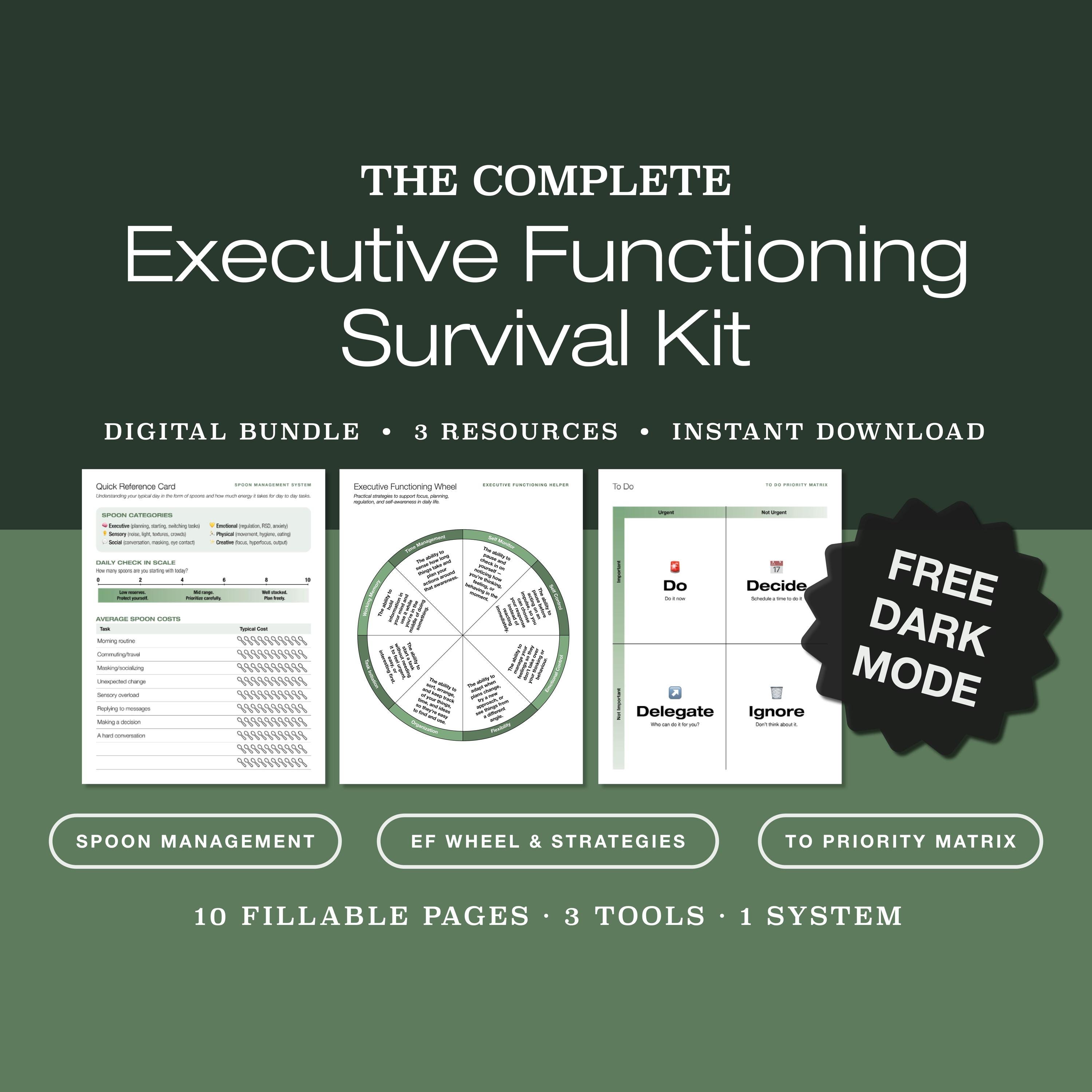 Executive Functioning Survival Kit — ADHD Autism Audhd Bundle | Spoon ...