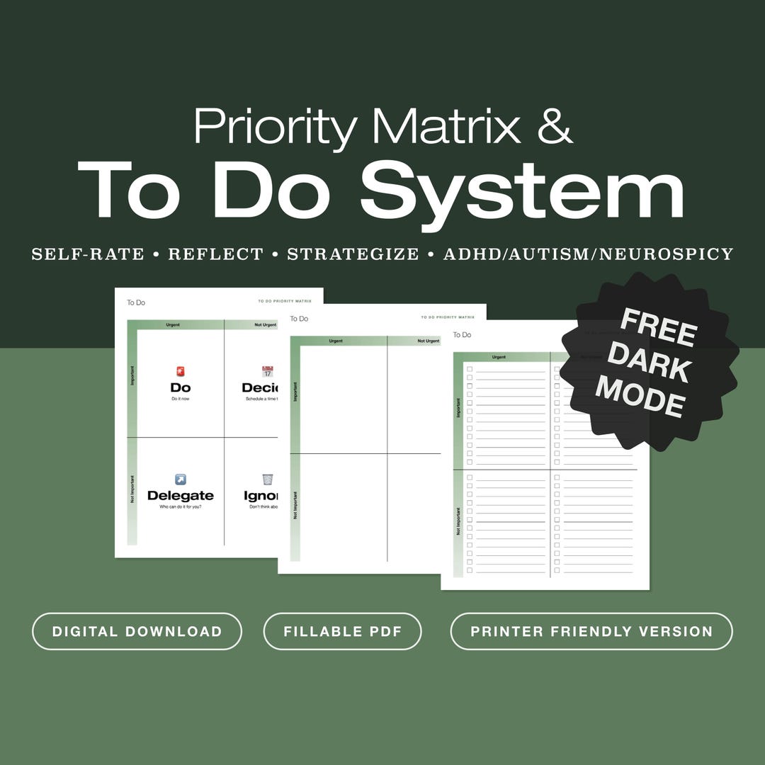 Priority Matrix To-do Planner — ADHD Autism Task Management | 3 Formats ...
