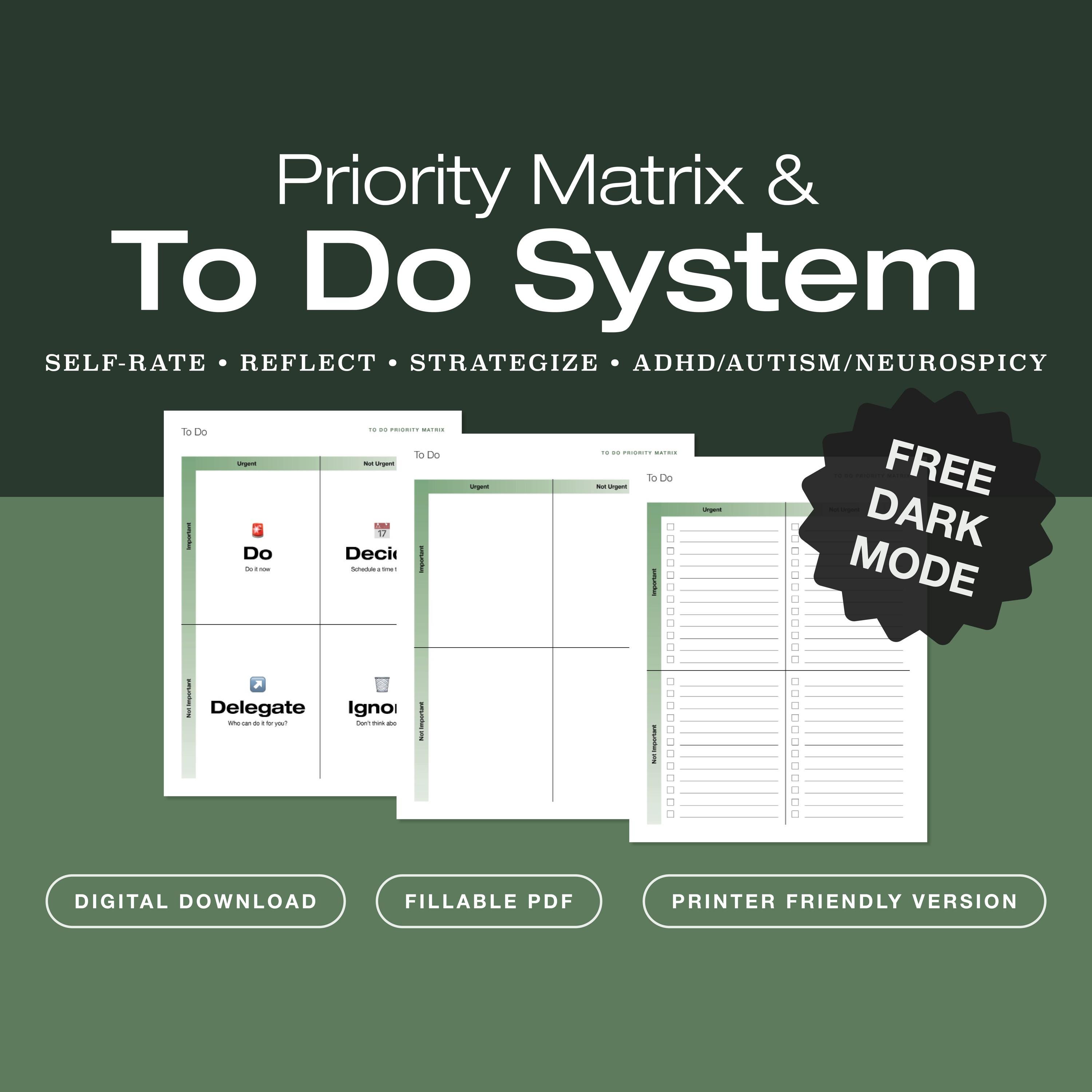 Priority Matrix To-do Planner — ADHD Autism Task Management | 3 Formats ...