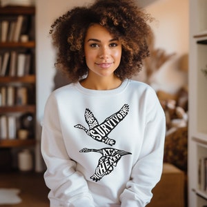 Survivor Sweatshirt Geese Flying Art Sweater Goose Gift Bird Art Gift For Birthday Event Wedding Favors For Guests Gifts Anniversary Gifts White