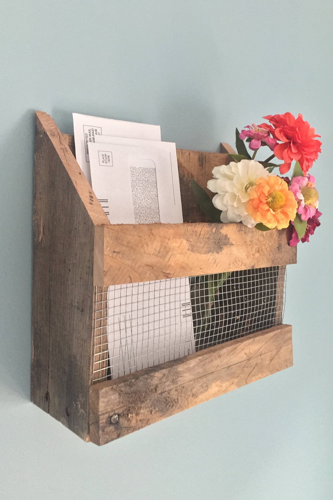 Rustic Farmhouse Mail Organizer Wallhanging Mail Holder Etsy