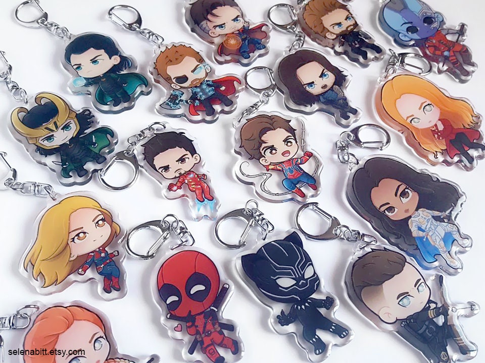 LAST STOCK!! - Marvel Keychains -  Black Widow, Loki, Dr. Strange, Sp…