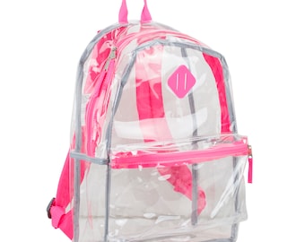 Eastsport Fully Transparent Clear Backpack with Front Pocket, Adjustable Straps and Lash Tab