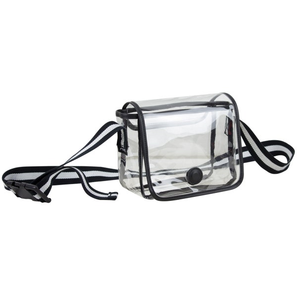 Fuel Clear Stadium Crossbody Bag With Magnetic Closure And 3-Stripe Strap - 100% Transparent