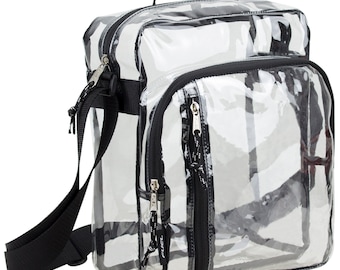 Fuel Clear Gear Messenger Bag with Adjustable Crossbody Strap (Expands up to 48") - 100% Transparent Bag