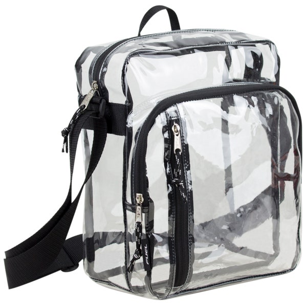 Fuel Clear Gear Messenger Bag with Adjustable Crossbody Strap (Expands up to 48") - 100% Transparent Bag