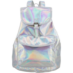 BJX Iridescent Holographic Flap Backpack 12.25 by 8.75 by 3.75 - Etsy