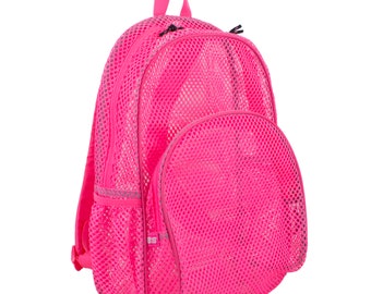 mesh pink backpack
