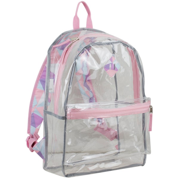 Eastsport Fully Transparent Clear Backpack with Front Pocket, Adjustable Straps and Lash Tab