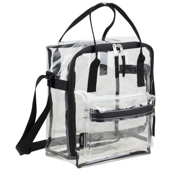 Fuel Clear Stadium Tote Bag with Adjustable Shoulder/Crossbody Strap - 100% Transparent