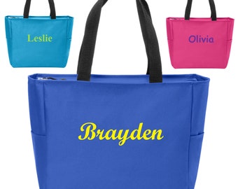 Personalized Tote Bag with Zipper, Tote Bag, Daycare Tote Bag, Kids Travel Bag, Diaper Bag, Pet Tote, Bridesmaid Gift Bag, Teacher Tote