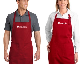 Personalized Embroidered Aprons with Pockets for Women Men Custom Apron Chef Apron Craft Apron Monogram Apron Baking Apron Full Length Apron