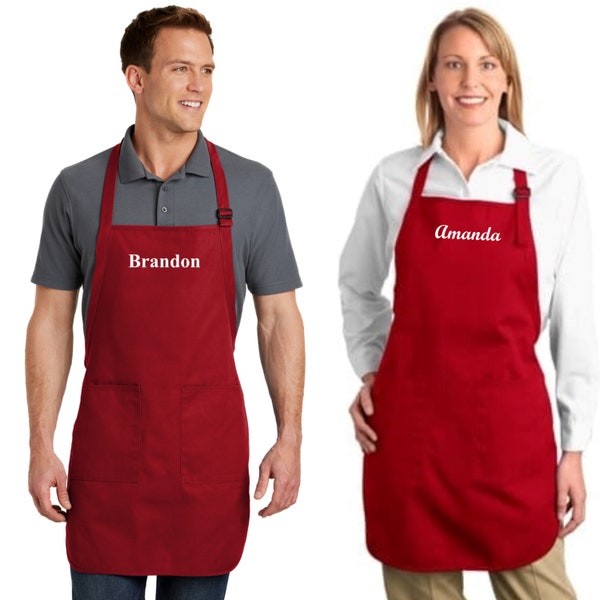 Personalized Embroidered Aprons with Pockets for Women Men Custom Apron Chef Apron Craft Apron Monogram Apron Baking Apron Full Length Apron