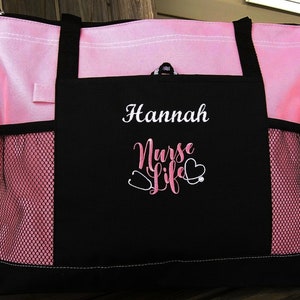 Custom Nurse Bag RN Bag Custom CNA Bag Nursing Tote Bag LPN Gifts bsn Nurse Bags and Totes Nurse Life Personalized Monogram Embroidered