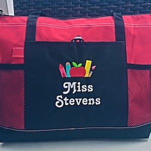 Personalized Teacher Tote Bag Teacher Gift Bag Teacher Gift Monogrammed Teacher Appreciation Week Gift Teacher Tote Bag w/ pocket w/ zipper