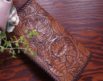 Hand Tooled Leather Checkbook Cover: Custom Made to Order