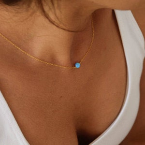 Opal Halskette, Gold Halskette, Brautjungfer Halskette, Brautjungfer Geschenk, Opal Kugel Halskette, zarte Opal Halskette, für ihre Schmuck Geschenkideen