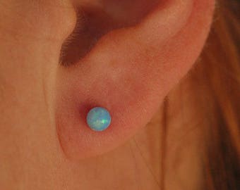 Minimalist Opal Stud Earrings, 14K Gold Filled, Sterling Silver