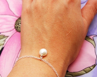 DOEBLE ROW bracelet, pearl bracelet, bridesmaid bracelet, layered bracelet, silver bracelet, white pearl jewelry, wedding, bridal bacelet