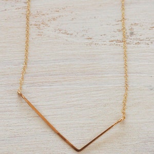 Triangle Necklace, Triangle jewelry, geometric necklace, bar necklace, gold necklace, triangle Gold Bar Necklace, Gold Dainty Necklace, gift image 3