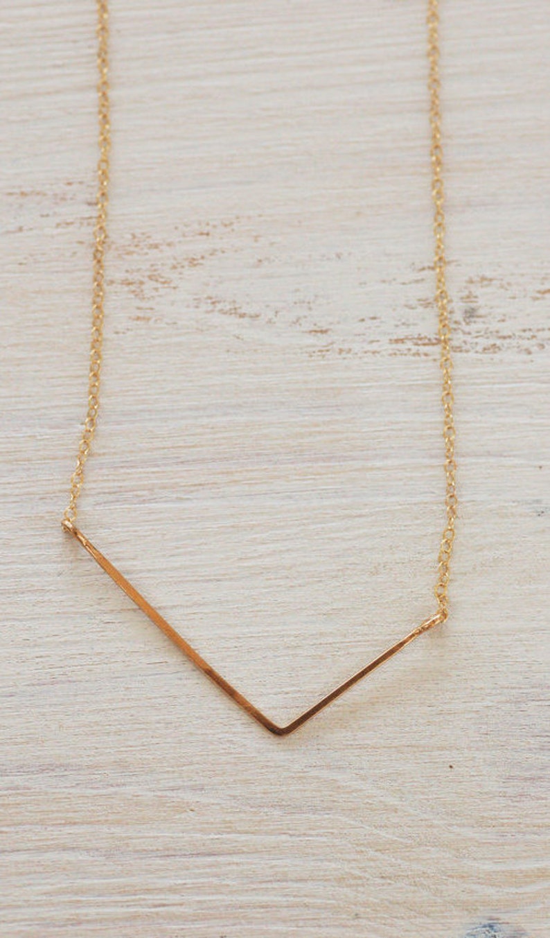 Triangle Necklace, Triangle jewelry, geometric necklace, bar necklace, gold necklace, triangle Gold Bar Necklace, Gold Dainty Necklace, gift image 3