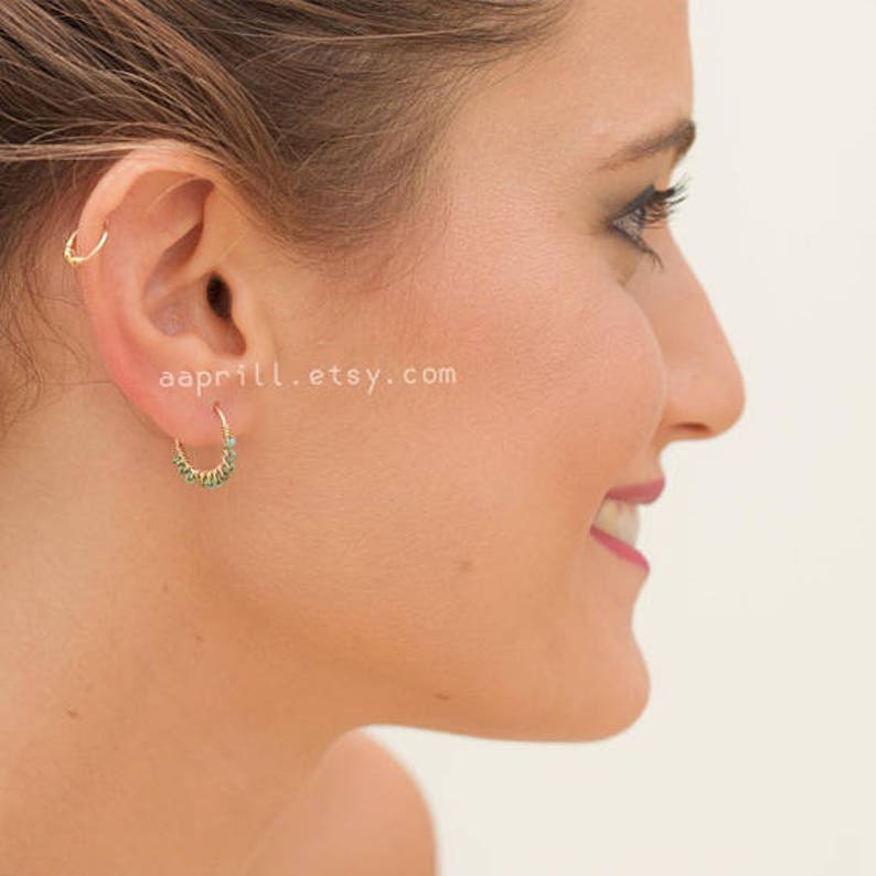 14k Gold Filled Hoop earrings/gold hoop earrings/minimalist earrings/hollow tube/hoop earrings lightweight earrings coral hoop earrings image 5