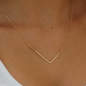 Triangle Necklace, Triangle jewelry, geometric necklace, bar necklace, gold necklace, triangle Gold Bar Necklace, Gold Dainty Necklace, gift image 2