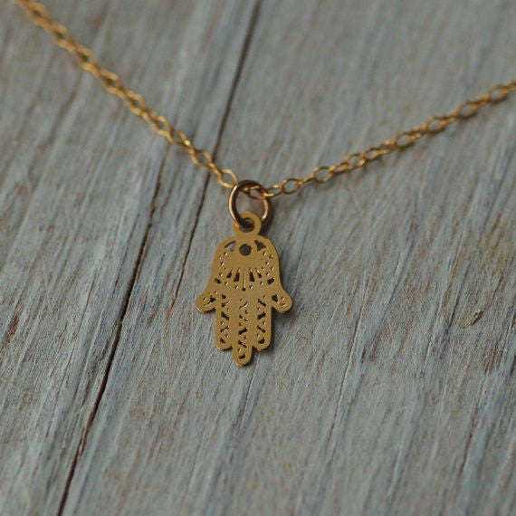 Tiny hamsa necklace Gold hamsa necklace hamsa hand jewelry hamsa hand necklace evil eye Necklace tiny hamsa jewelry bridesmaid necklace