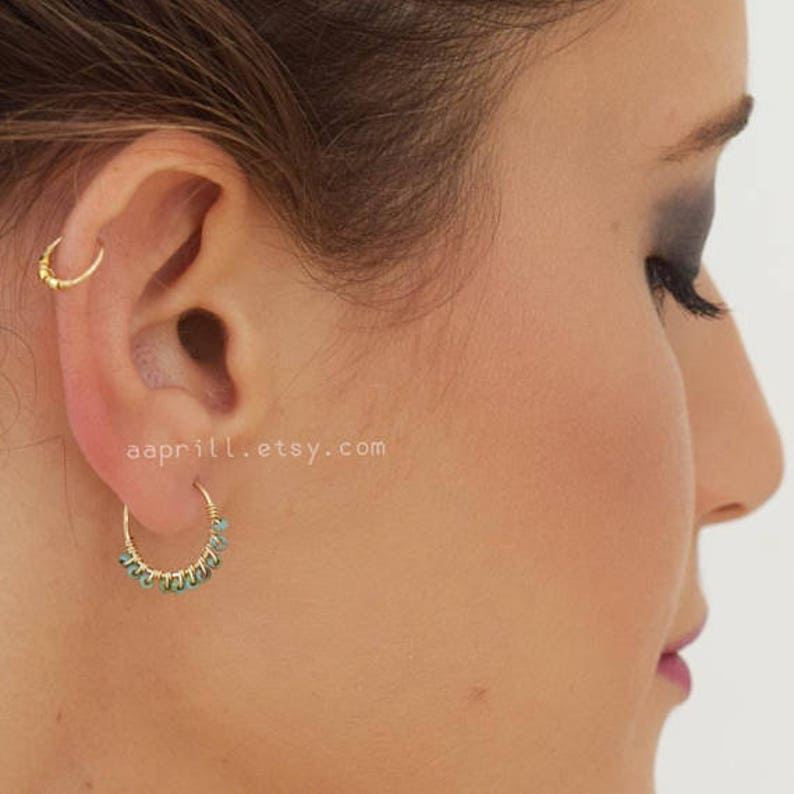 14k Gold Filled Hoop earrings/gold hoop earrings/minimalist earrings/hollow tube/hoop earrings lightweight earrings coral hoop earrings image 2
