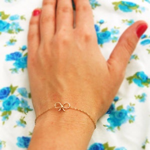 Gold Bracelet, 14k Delicate bracelet, gold bow bracelet, simple bracelet, thin bracelet, tiny bracelet, everyday bracelet, silver bracelet