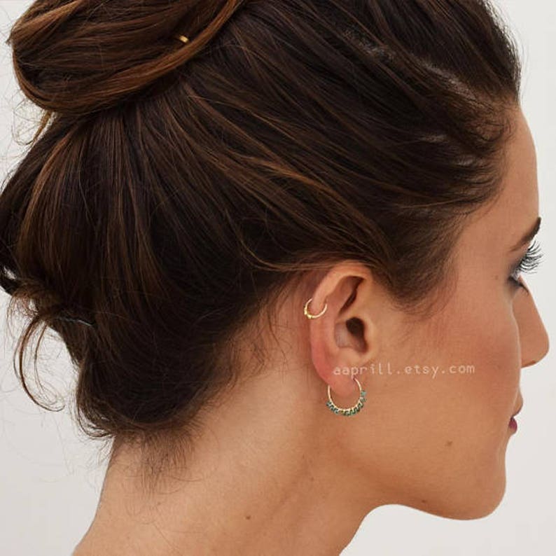 14k Gold Filled Hoop earrings/gold hoop earrings/minimalist earrings/hollow tube/hoop earrings lightweight earrings coral hoop earrings image 3