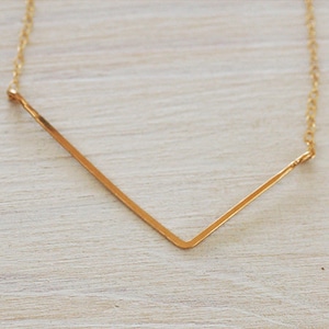 Triangle Necklace, Triangle jewelry, geometric necklace, bar necklace, gold necklace, triangle Gold Bar Necklace, Gold Dainty Necklace, gift image 1