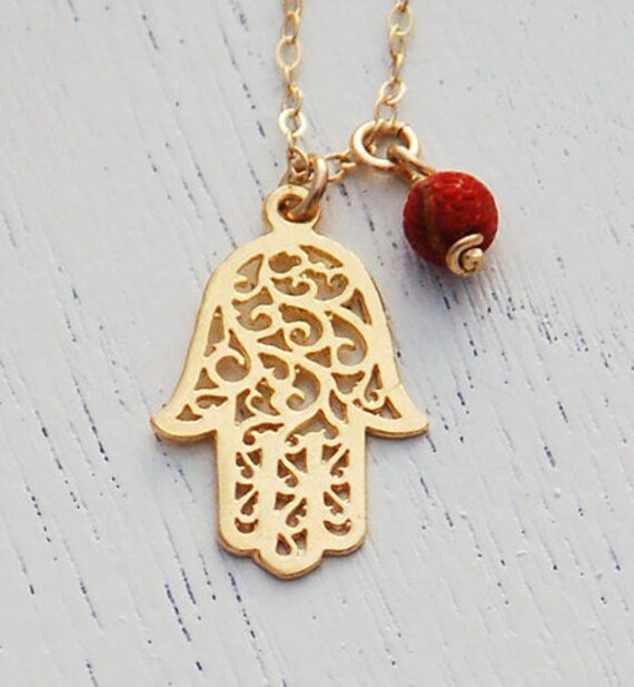 14k Gold Petite Filigree Hamsa Charm Pendant 14k Gold Petite Filigree Hamsa Charm Pendant