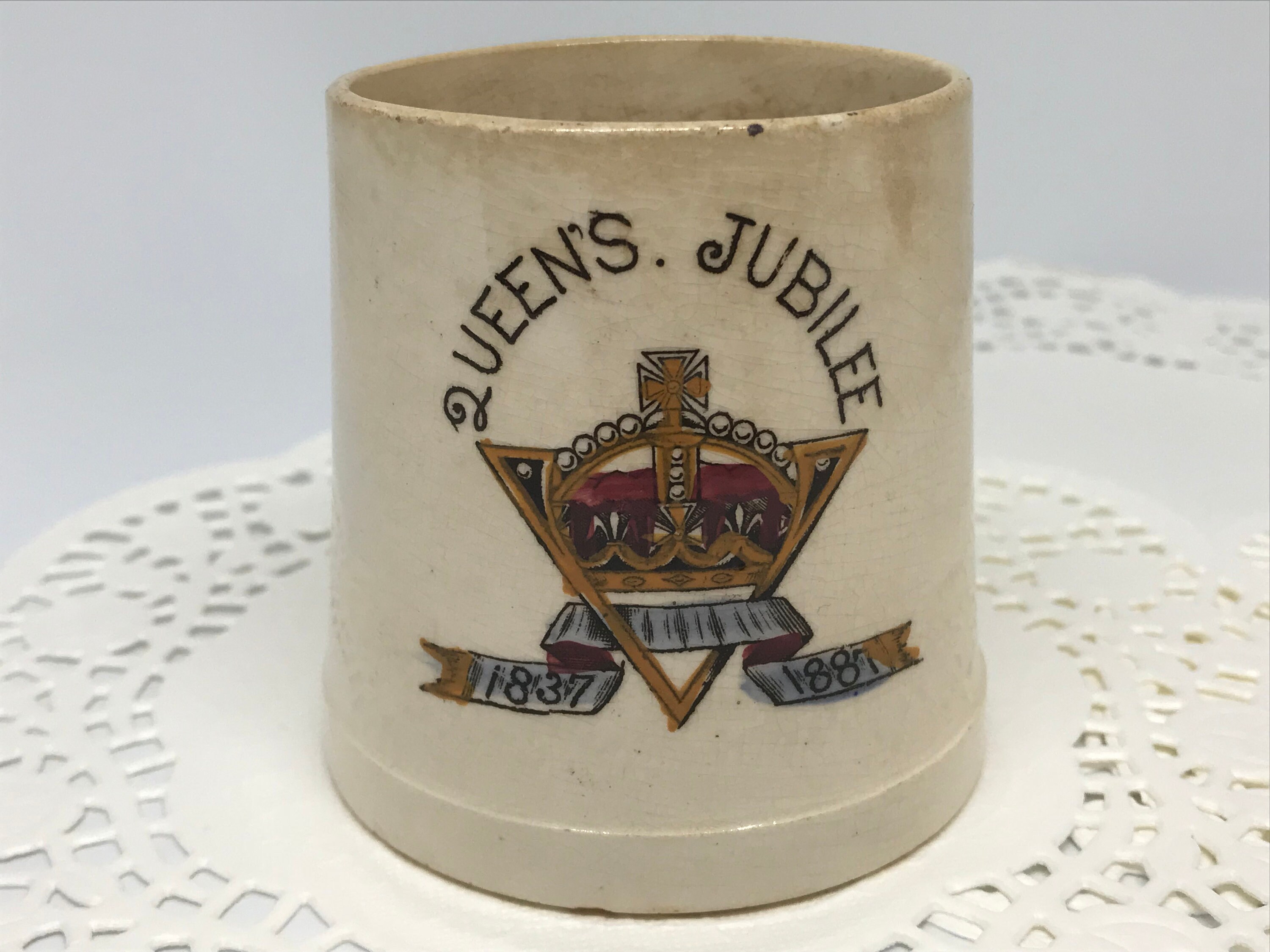 Antique Queen Victoria Jubilee Pottery Mug British 1887 Etsy