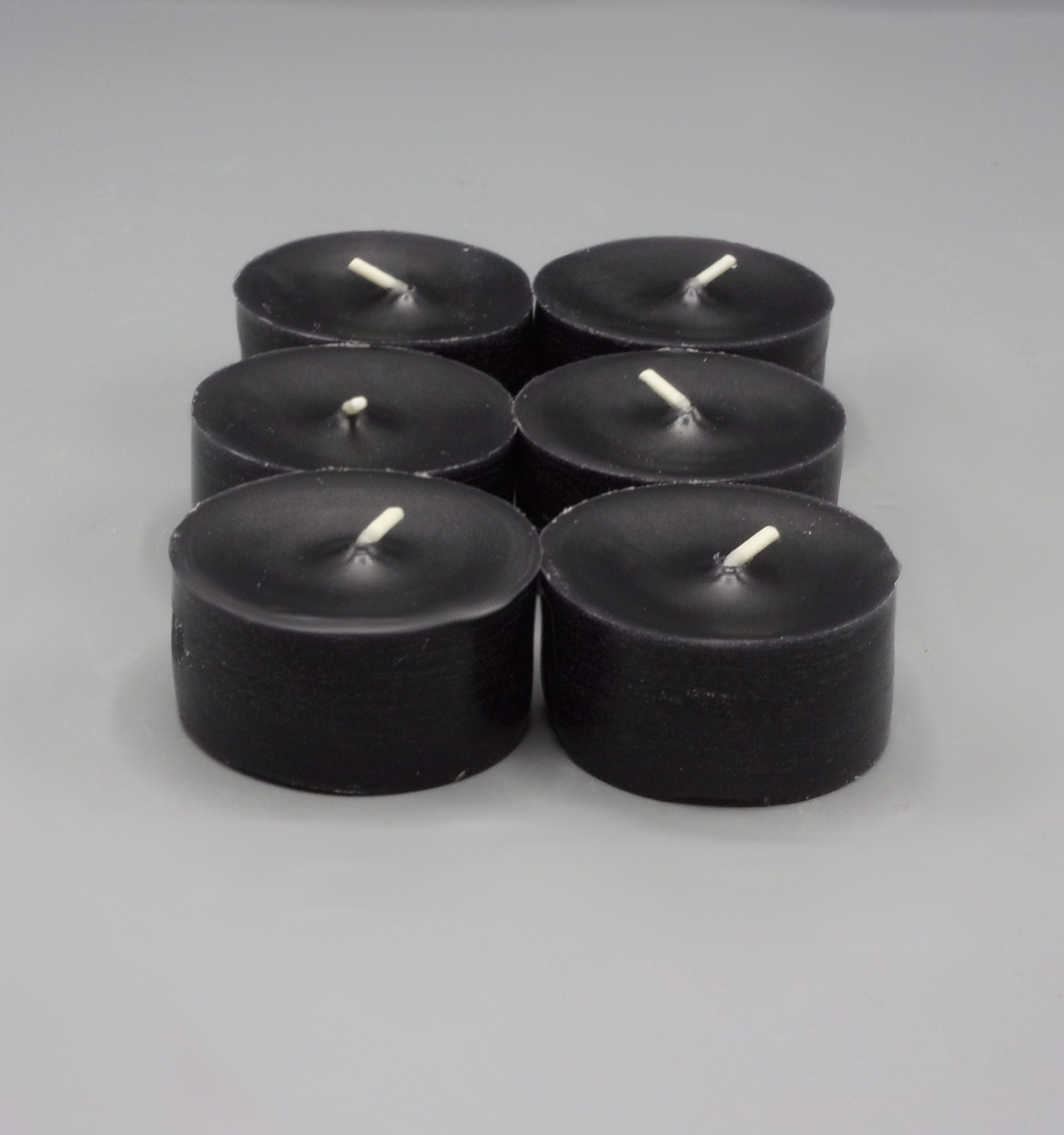 Unscented Tea Lights/ Black/ Set of Six/ Prayer Candles/ Altar Candle…