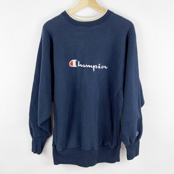 Vintage Navy Reverse Weave Champion Embroidered Sw