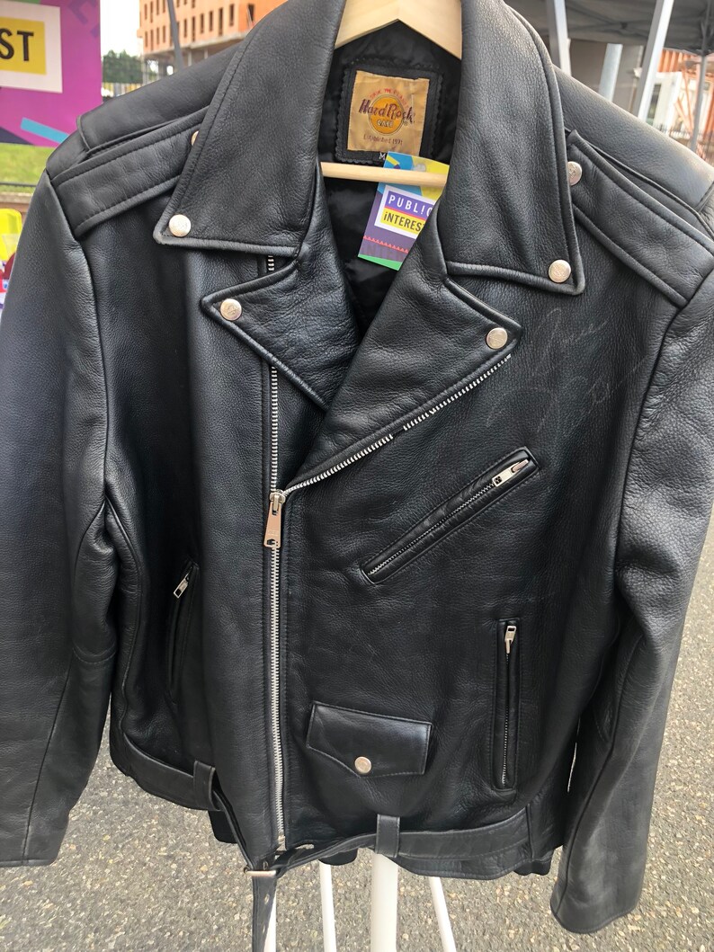 Vintage Leather Hard Rock Cafe Jacket Signed By Faith Hill Image 0