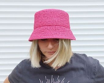 Cappello a secchiello estivo biologico, cappello di paglia da donna, cappello a secchiello all'uncinetto, cappello da spiaggia da donna, cappello di paglia lavorato a maglia, cappello di paglia da sole, artisti ucraini